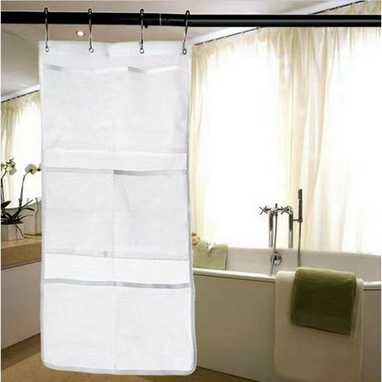 MODANU 1 Pcs Hanging Mesh Shower Caddy, Quick Dry Hanging Mesh Bath  Organizer with 6 Pockets, White 