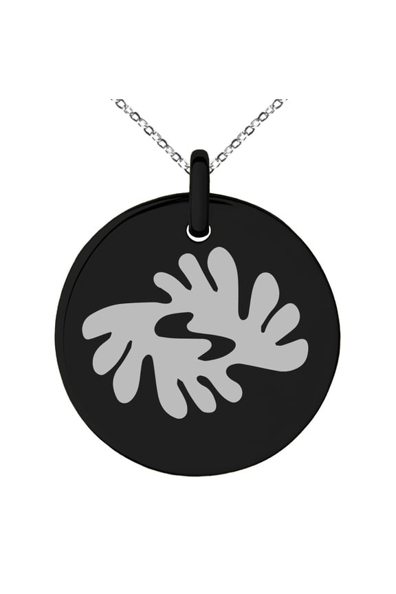 Stainless Steel Aztec Peace Rune Engraved Small Medallion Circle Charm Pendant Necklace