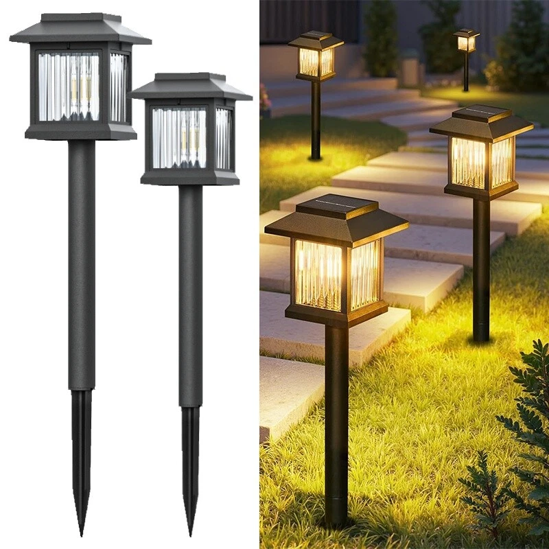 PURELY- 2 Pack Solar Led Lawn Garden Lights White Outdoor Yard Pathway Lighting