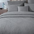 thumbnail image 5 of DaDa Bedding Floral Vintage Stone Wash Grey Matelassé Ash Silver Diamond Pattern Quilted Bedspread Set (JHW855), 5 of 10