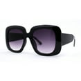 thumbnail image 4 of Womens Oversized Thick Plastic Mod Minimal Fashion Rectangle Sunglasses Black Smoke, 4 of 4