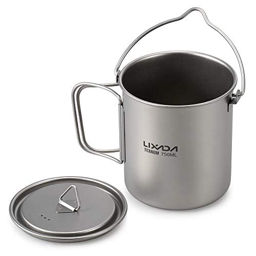 Portable Water Mug Outdoor Camping Picnic Cooking Pot with Folding Handle 