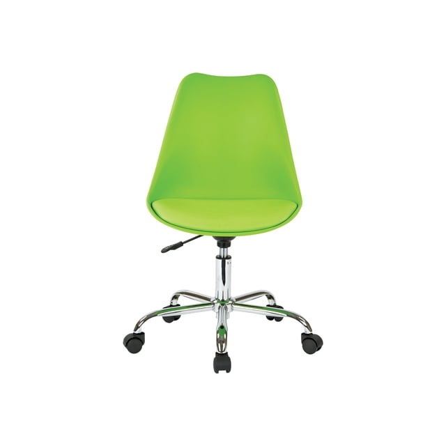 AveSix Emerson Student - Chair - swivel - polyurethane, wood, polypropylene, chrome - green