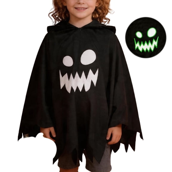 Boys Glow in the Dark Ghost Cape Ghost Face Costume Halloween Party Clothes Kids Halloween Costumes Girls Size 3-12 Years