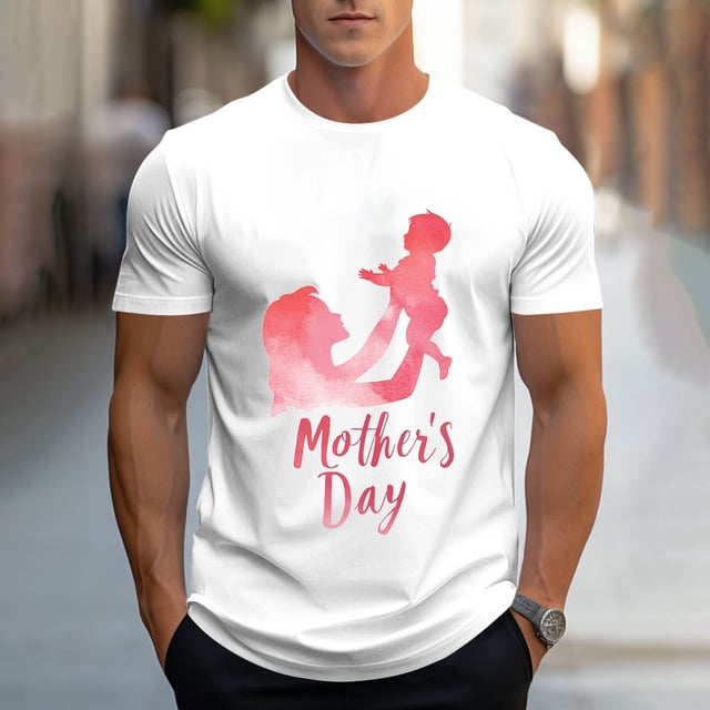 Tops para hombre, blusas y camisas de cuello redondo y manga corta para hombre, camisetas deportivas con estampados casuales para el Día de la Madre, blusas de cuello redondo y manga corta, blusas de