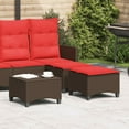 thumbnail image 1 of vidaXL Garden Stools with Cushions 2 pcs Brown 55x55x36 cm Poly Rattan, 1 of 5
