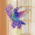 thumbnail image 7 of Stained Glass Hummingbird Suncatcher, Ruroz 8 inch Stained Glass Window Hanging Yard Décor with Flowers, Sun Catcher for Home Decor, Garden, Patio Bird Window Art Gift for Nature and Bird Lovers, 7 of 7