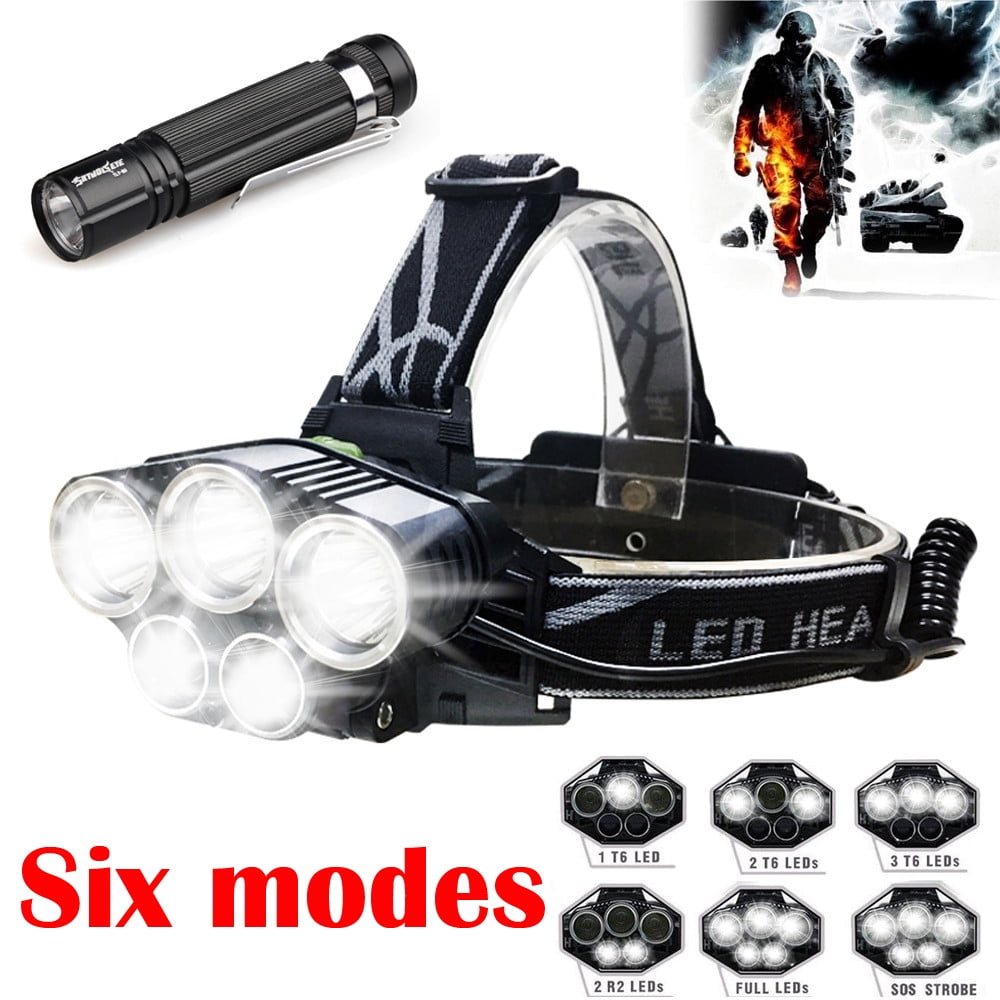 50000LM Tactical T6 LED Headlamp Flashlight Head Light Torch Lamp Rechargeable