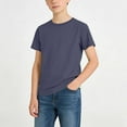 thumbnail image 2 of CYRBOKO Boys Cotton T-shirts, Sports Stretchy Casual Short Sleeve Summer Tops Dark Gray Size 9-10 T, 2 of 7