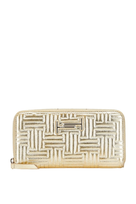 Pre-Owned Tod's Long Wallet with Round Zipper, Gold Leather, Women's, TOD'S (Good)
