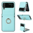 thumbnail image 1 of Jiahe Cover Case Compatible for Samsung Galaxy Z Flip 4 5g Case, Shockproof Luxury PU Leather Cover Protective Ring Stand Flip Anti-Scratch Case for Samsung Flip 4, Mint, 1 of 11