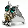 thumbnail image 3 of Luxe Jewelry Designs Women's High Polished Stainless Steel Owl Shaped Ring with Emerald Crystals -, 3 of 3