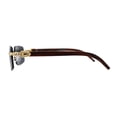 thumbnail image 3 of OG Rhinestone Stud Rimless Rectangle 90s Hip Hop Rapper Sunglasses Gold Solid Black, 3 of 4