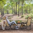 thumbnail image 3 of Yaheetech Chaises Longues Inclinables d'Extérieur à Gravité Zéro avec Porte-Gobelet, Ensemble de 2, Beige, 3 of 7