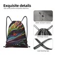 thumbnail image 4 of Xecao Colorful Dragon Head Profile Pattern Sports Drawstring Backpack - String Swim Gym Bag with Wet Proof Pocket for Women&Men-Medium, 4 of 6