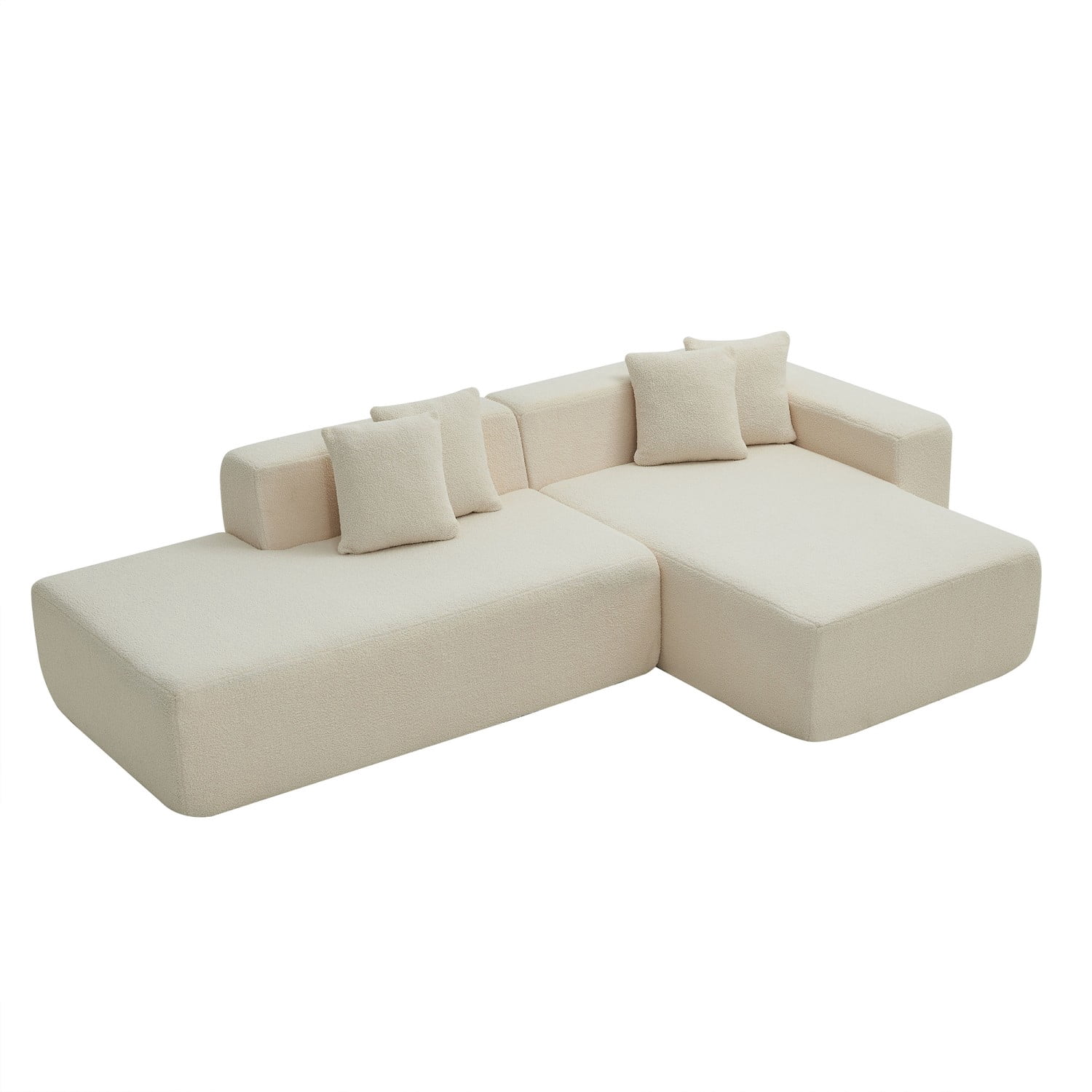 Gewnee Luxury Lambswool Modular L-Shape Sofa with Chaise - for Living Room