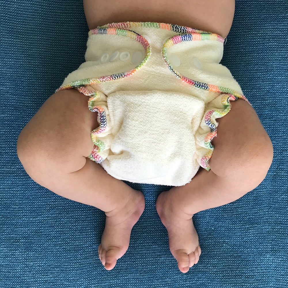 Overnight Hemp Fitted Cloth Diaper: Adjustable One-Size with Snap Buttons and 2 Cotton Hemp Inserts, Unisex Baby (1-pack)