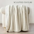 thumbnail image 2 of EVERGRACE Ultra Soft Faux Fur Throw Blanket for Couch, Luxury Sculpted Texture Faux Rabbit Fur Blanket for Bed, Fluffy Thick Plush Warm Fuzzy Throw, 920GSM (Ivory White, 50''x60''), 2 of 8