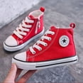 thumbnail image 2 of Zapatos de lona para niños con cremallera lateral alta, antideslizantes, de tela con suela suave, zapatos grandes para niños, zapatos blancos pequeños para jardín de infantes Tide, 2 of 6