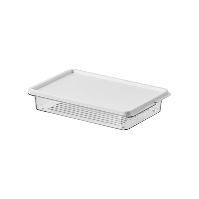 white Cheese Dispenser Refrigerator Fruit Flip Lid Block Storage Container Small #78UA8