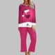 thumbnail image 1 of Puntoco Conjunto De Pijama De Manga Larga Y Pantalones Con Cuello Redondo Y Estampado Navideño Para Mujer, Color Rojo Rosa L, 1 of 4