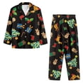 thumbnail image 3 of Renewold Warm Pajamas Button Down Top Christmas Socks Gingerbread Man Long Sleeve Shirt & Elastic Waist Sweatpants Set of 2 Breathable Women Sleepwear Size M, 3 of 6