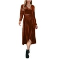 thumbnail image 2 of Gspmoly Robes Grande Taille pour Femmes aux Formes, Robe à Manches Longues pour Femmes à Col en V, Tempérament, Ajustée, Taille Haute, avec Gants, Robe, Robes Habillées pour Femmes jusqu'à 70 % de Rabais, 2 of 6