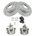 thumbnail image 2 of TRQ Rear Performance Brake Pad & Rotor Kit Brake Caliper Brake Pads Brake Rotors Set Semi-Metallic Solid Premium G-Coated Fits Select 2010 Audi A3 A3 Quattro, 2 of 8