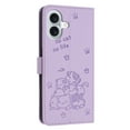 thumbnail image 3 of Wallet Case for iPhone 16 Plus,Women Flip Magnetic Folio PU Leather Protective Case Wrist Strap Card Slots Holder Purse Emboss Cute Puppy Stand Case for iPhone 16 Plus,Purple, 3 of 10