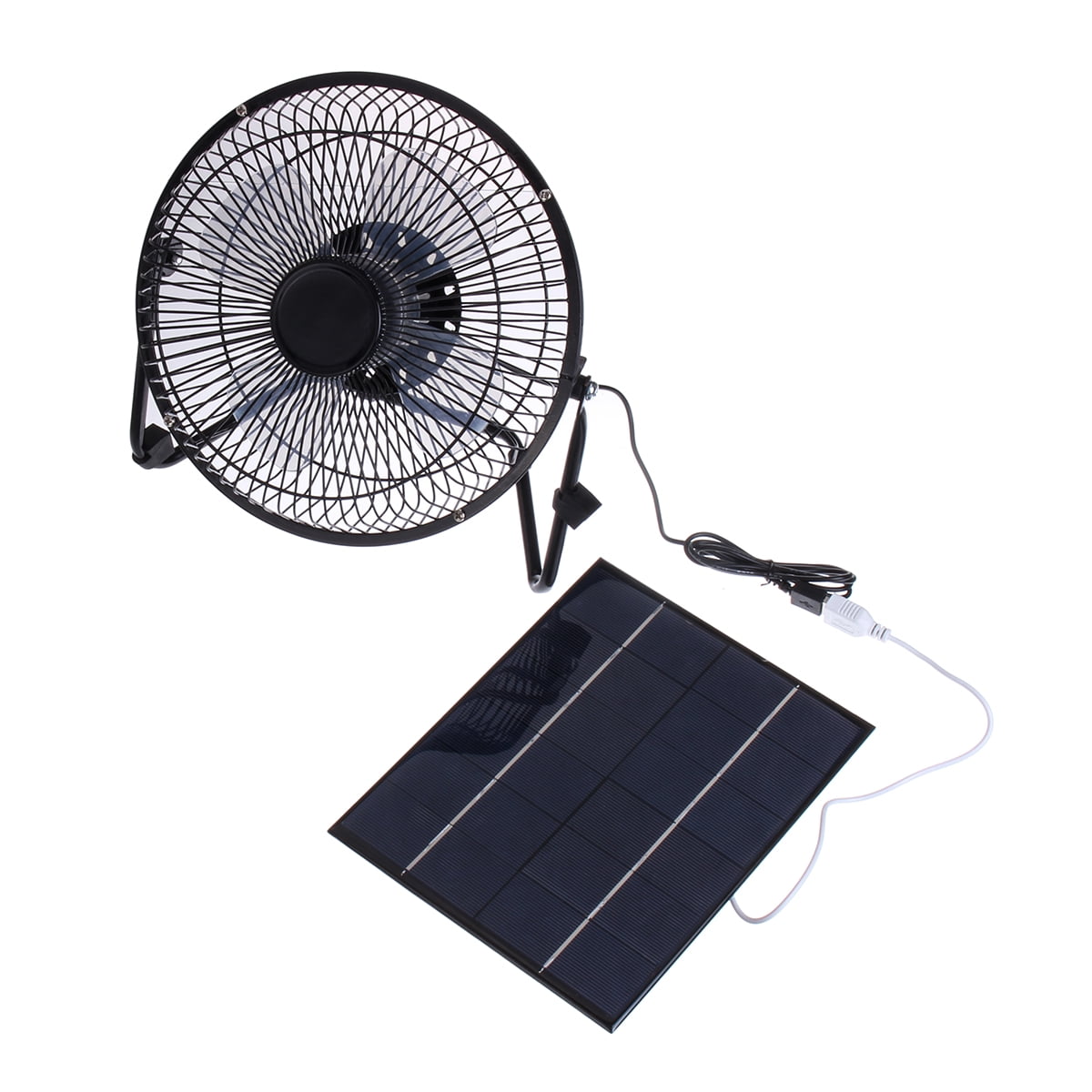 USB Solar Panel Iron Fan Powered 6V For Outdoor Home Ventilation 4/6/8'' A5L9 