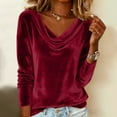 thumbnail image 5 of Neewe Women's Vintage Velvet T-Shirt Casual Long Sleeve Top, 5 of 9