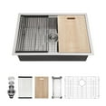 thumbnail image 1 of Kichae 28 Kitchen Sink Undermount Stainless Steel - 28x18 Inch Undermount Sink Ledge Workstation Stainless Steel Single Bowl Under Counter Kitchen Sinks Handmade Basin, 1 of 4