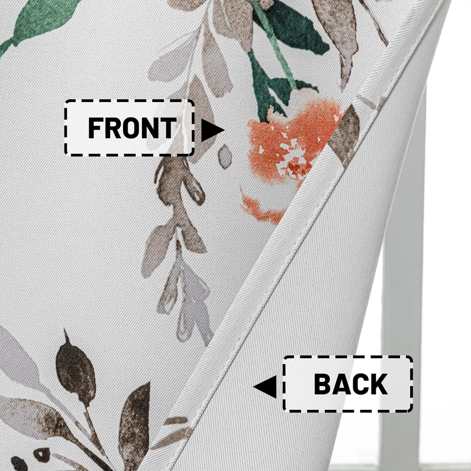 2 Pack Blackout Window Valance, 18 Inches Long Kitchen Window Curtains Over Sink Rod Pocket Pattern Valance for Bathroom Bedroom Living Room, Orange & Grey