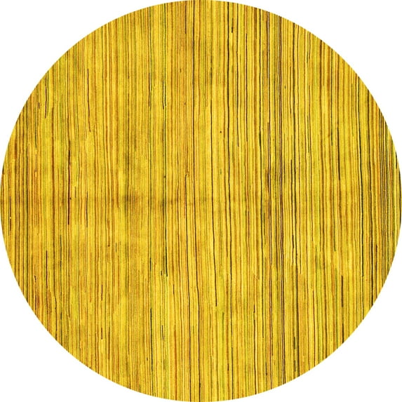 Ahgly Company Machine Washable Indoor Round Oriental Yellow Modern Area Rugs, 7' Round