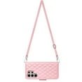 thumbnail image 3 of SaniMore Case for Samsung Galaxy S23 Ultra, PU Leather 3D Lattice Stylish for Girls Crossbody Lanyard Flip Kickstand Card Slots Cash Pocket Magnetic Clasp Full Protective Shockproof Wallet Shell, Pink, 3 of 9