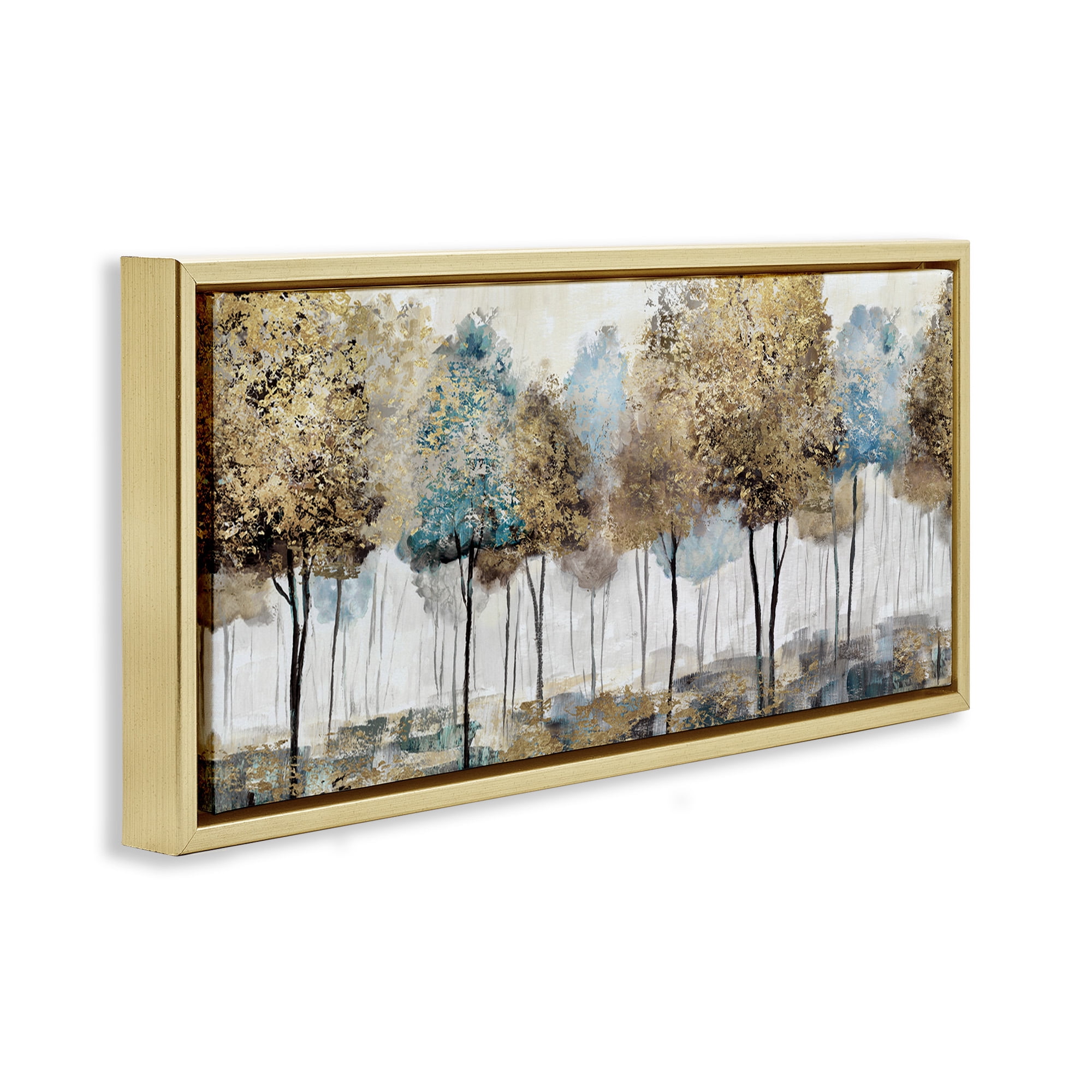 Stupell Industries Rustic Country Orchard Landscape Landscape Painting Gold Floater Framed Canvas Art Print Wall Art, 25 x 11