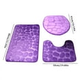 3 PC Purple Embroidery Design Bathroom Bath Mat Set Includes 1 Mat 1