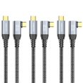 thumbnail image 1 of Zeroneteck Cable Usb C A Usb C (Paquete De 3 De 6.6 Pies) Cable De Monitor Usb C 4K Ángulo Recto Uhd Usb Tipo C Salida De Video 20 Gbps 100 W Carga Rápida Para Macbook Dell Lg Hp Kyy Arzopa Forhelp, 1 of 5