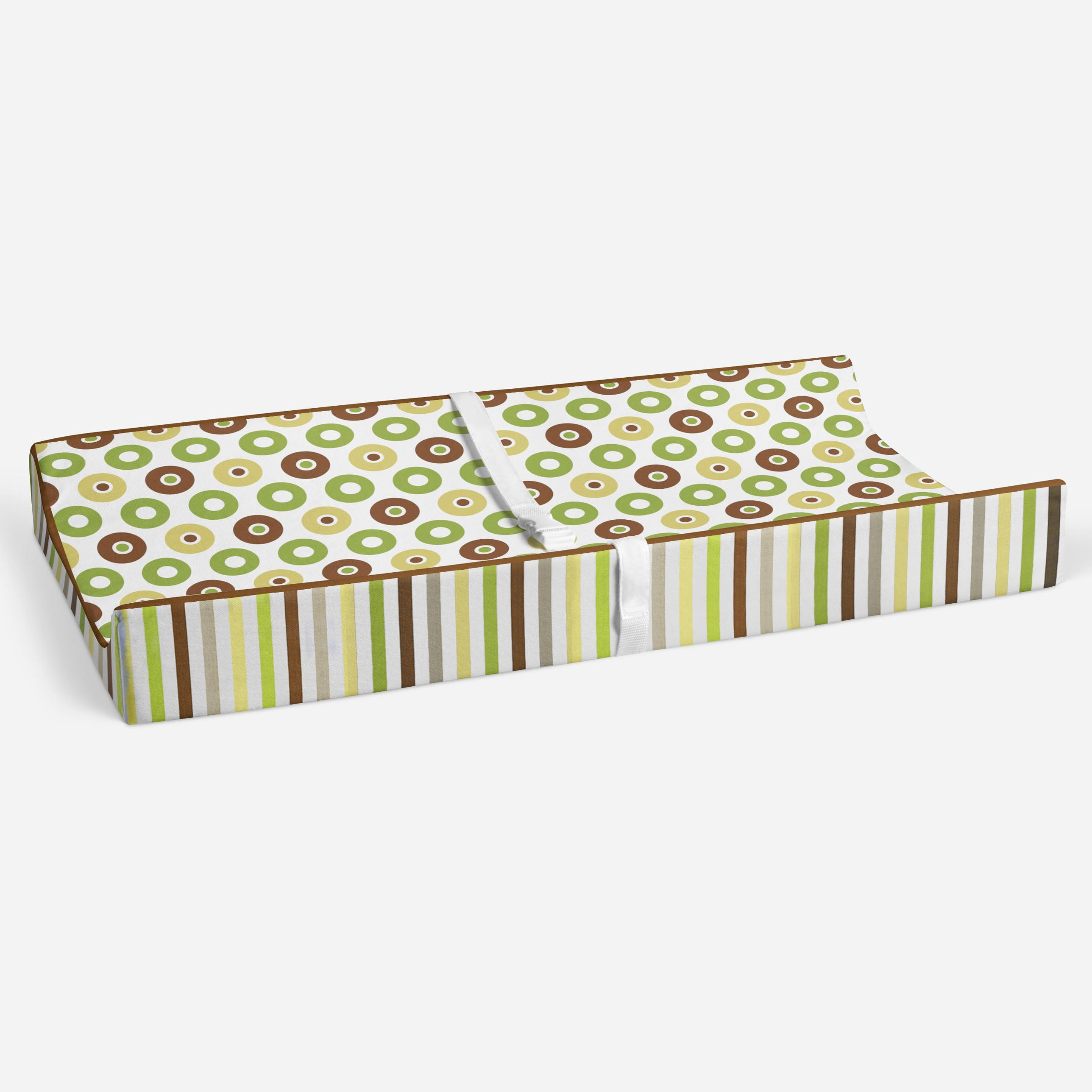 Bacati - Mod Dots/Stripes Green/Yellow/Beige/Brown Neutral Quilted Changing Pad Cover