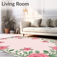 thumbnail image 2 of ODIKA 4'x6' Machine Washable Non-Slip Area Rug, French Provincial Rose Garden Tapestry with Delicate Vine Details High Traffic Rug with Pad, Pink, 577546, 2 of 8