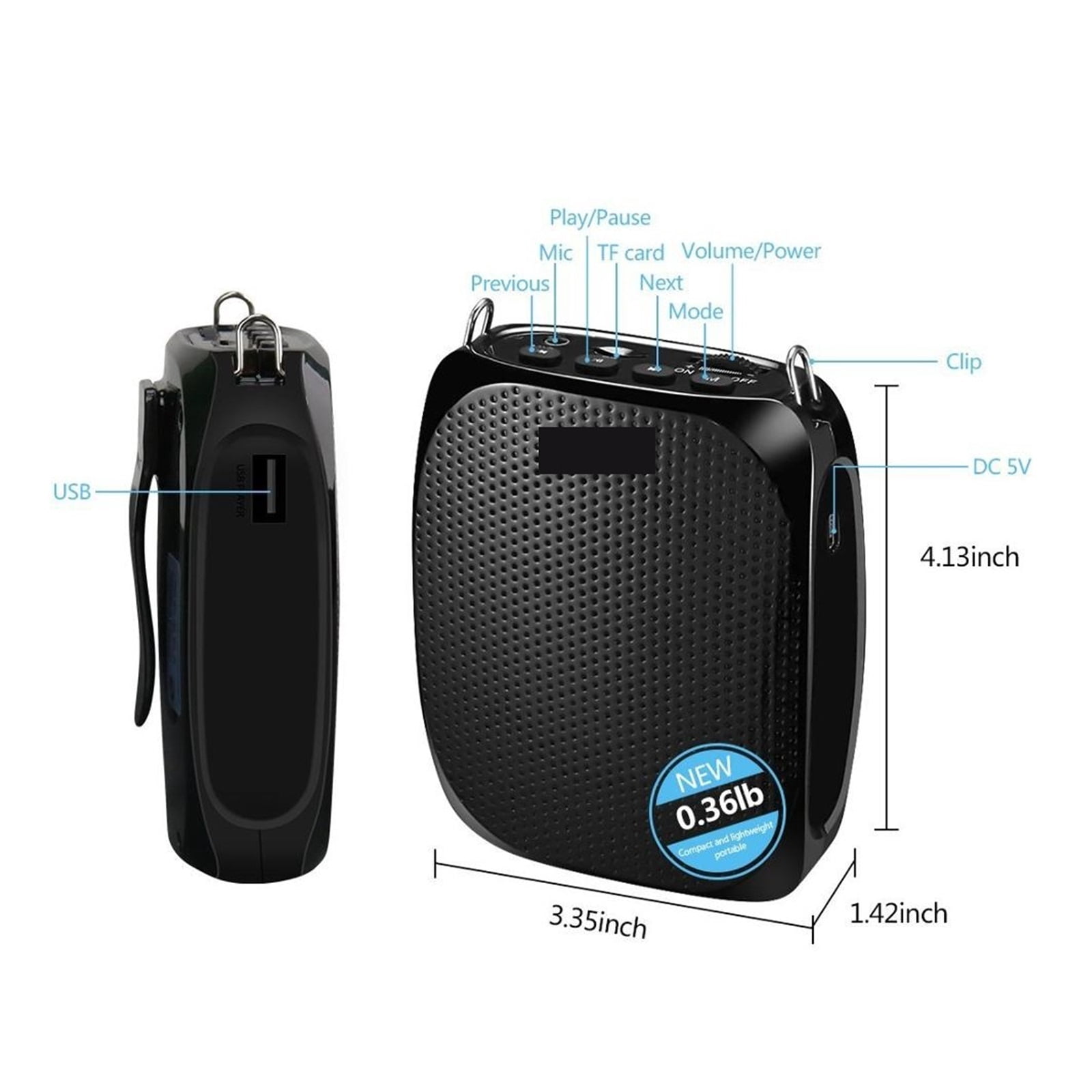 Portable Recharable Mini Voice Amplifier Speaker With Wired Microphone For Teachers Supports MP3 Format Audio ,Powerful Voice Amplifier