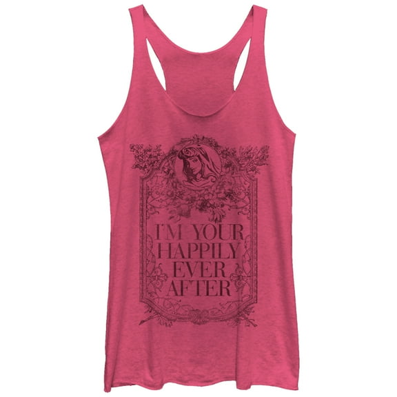 Women's Sleeping Beauty Happily Ever After Racerback Tank Top Pink Heather 2X Large