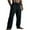 Black, variant on Mgmyaa Men's Casual Pants Loose Baggy Pocket Pants Solid and Linen Wide Leg Elastic Waist Pants
