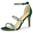 thumbnail image 1 of BLISSFUL STEP Women's Rhinestone Ankle Strap Heel Sandals, 1 of 5