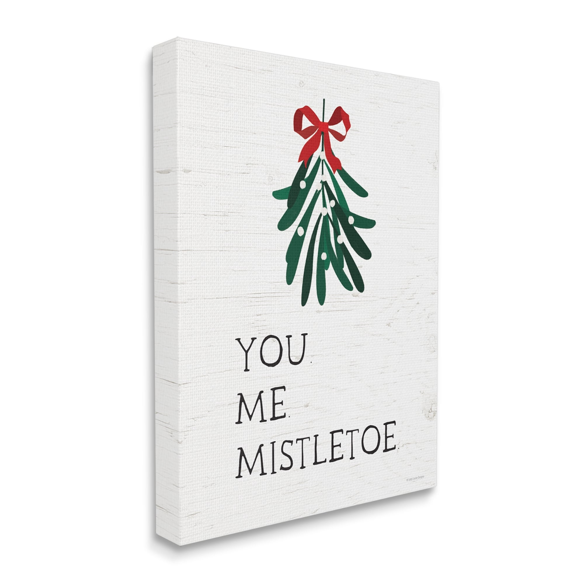 You Me Mistletoe Rustic Pattern Holiday Quote Inspirational Graphic Art Gallery-Wrapped Canvas Print Wall Art