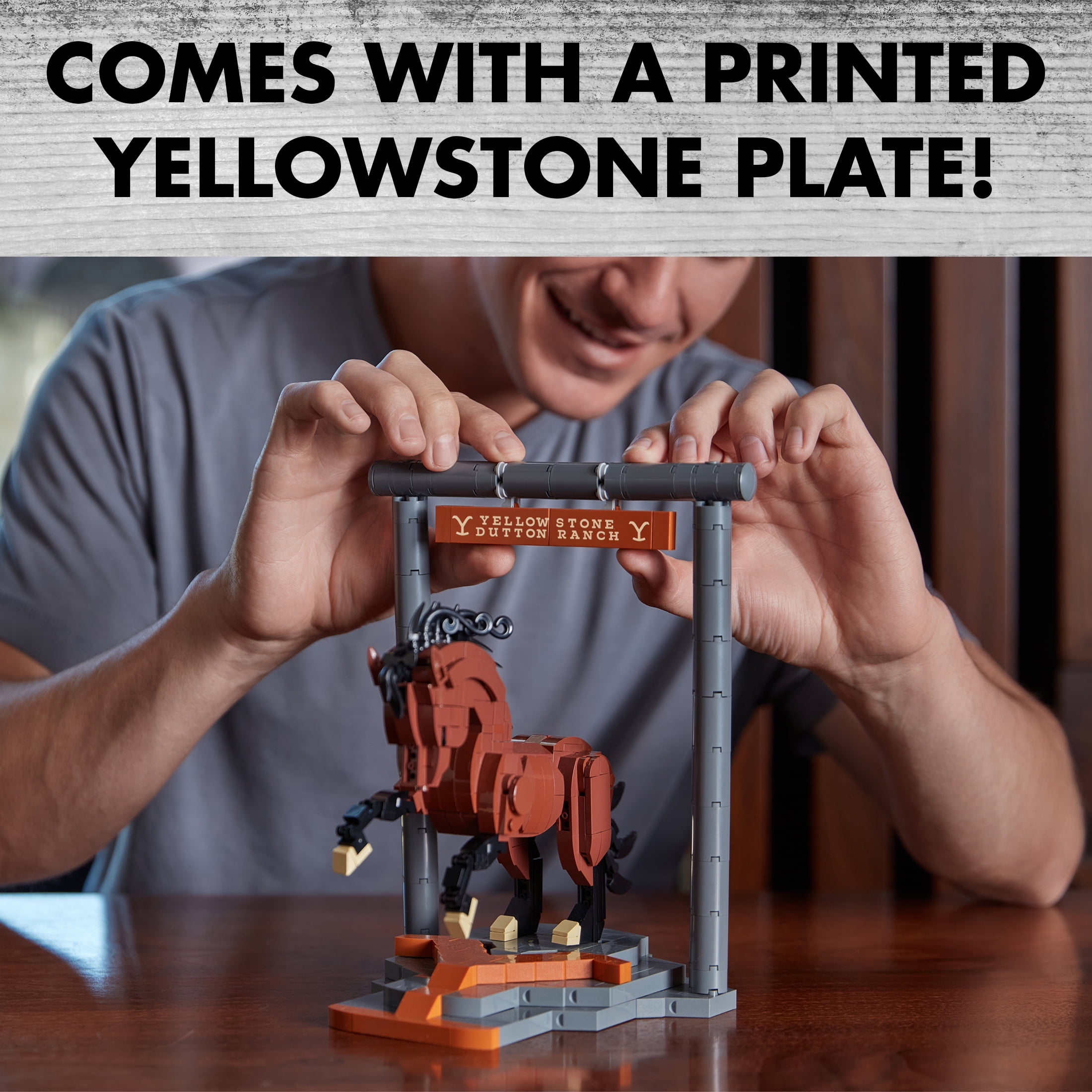 Brickcraft Yellowstone Stallion Horse Building Kit (554-Piece Set), Galloping Horse Model, Rustic Ranch Décor Display, Plastic Building Blocks
