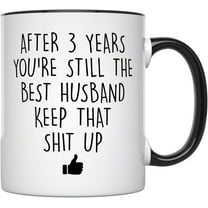 YouNique Designs 3 Year Anniversary Coffee Mug for Him, 11 Ounces, 3rd Wedding Anniversary Cup For Husband, Three Years, Third Year, 3rd Year (Black Handle)