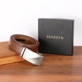 thumbnail image 5 of SENDEFN Men's Leather Belt Automatic Ratchet Buckle Slide Belt for Dress Casual Trim to Fit with Gift Box, 5 of 6