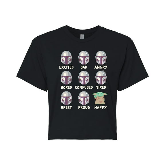 Star Wars - Mandalorian Moods - Juniors Cropped Short Sleeve Graphic T-Shirt