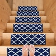 thumbnail image 6 of Ottomanson Non-Slip Rubberback Moroccan Trellis 8.5" x 26" Indoor Stair Treads, 7 Pack, Navy, 6 of 12